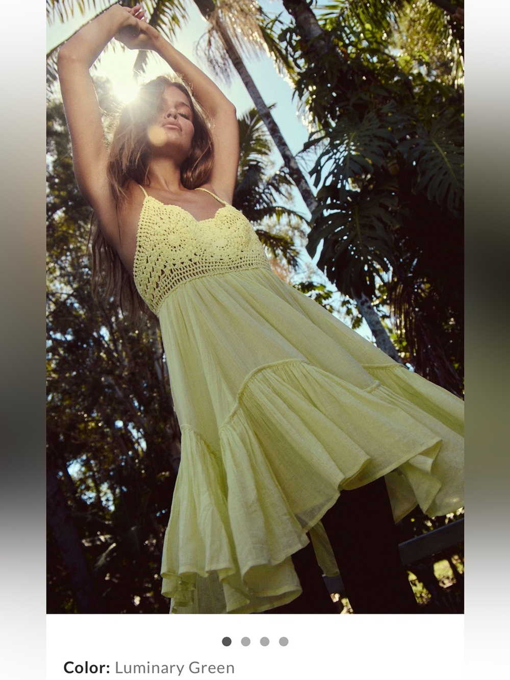 Free People Sandoll Cotton Mini Dress in Luminary Green